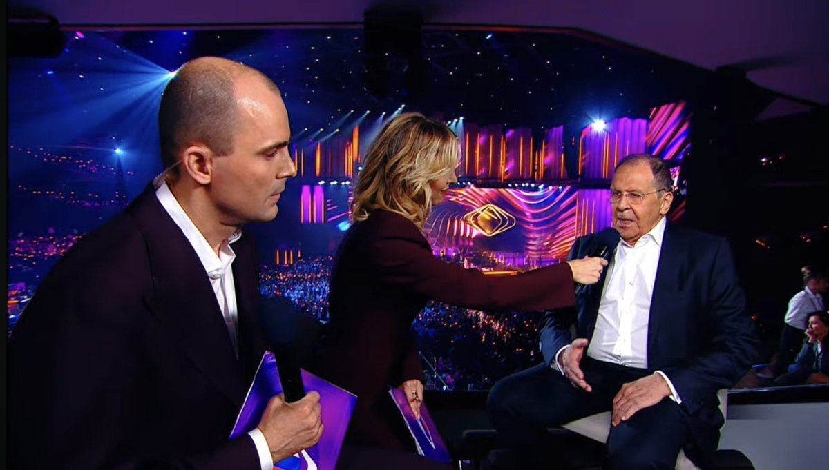 No politics in #Intervision! First a lengthy video message from President Vladimir Putin and then an interview with Foreign Minister Sergei Lavrov after the *first* act! 👀