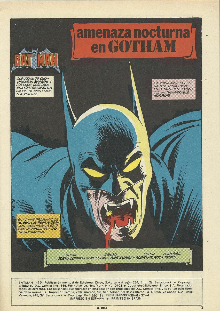 Al menos es el primero que recuerdo, una historia con un #Batman convertido en vampiro. Hoy en día la sigo recomendando.