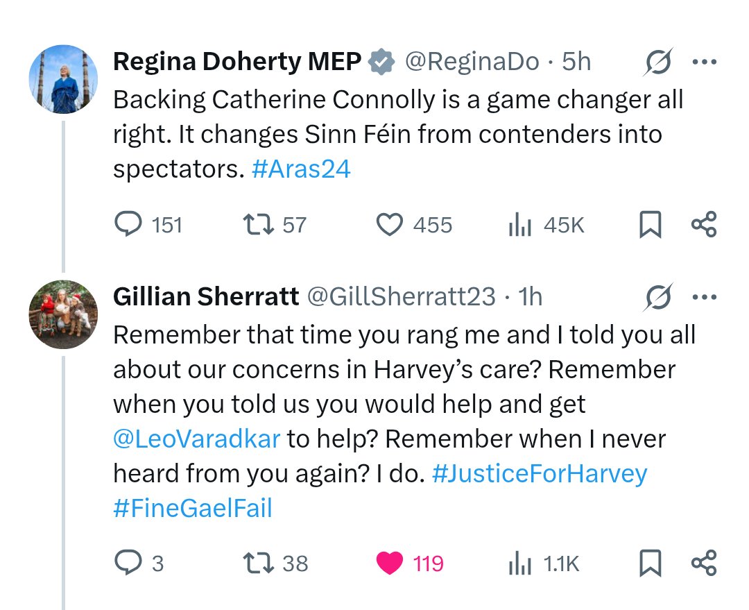 Joey (@noshyteplease) on Twitter photo #JusticeForHarvey
Delicious from <a href="/GillSherratt23/">Gillian Sherratt</a>
<a href="/FineGael/">Fine Gael</a> <a href="/ReginaDo/">Regina Doherty MEP</a> <a href="/sinnfe/">Kxroy</a>
Well done #JusticeForHarvey
Delicious from <a href="/GillSherratt23/">Gillian Sherratt</a>
<a href="/FineGael/">Fine Gael</a> <a href="/ReginaDo/">Regina Doherty MEP</a> <a href="/sinnfe/">Kxroy</a>
Well done