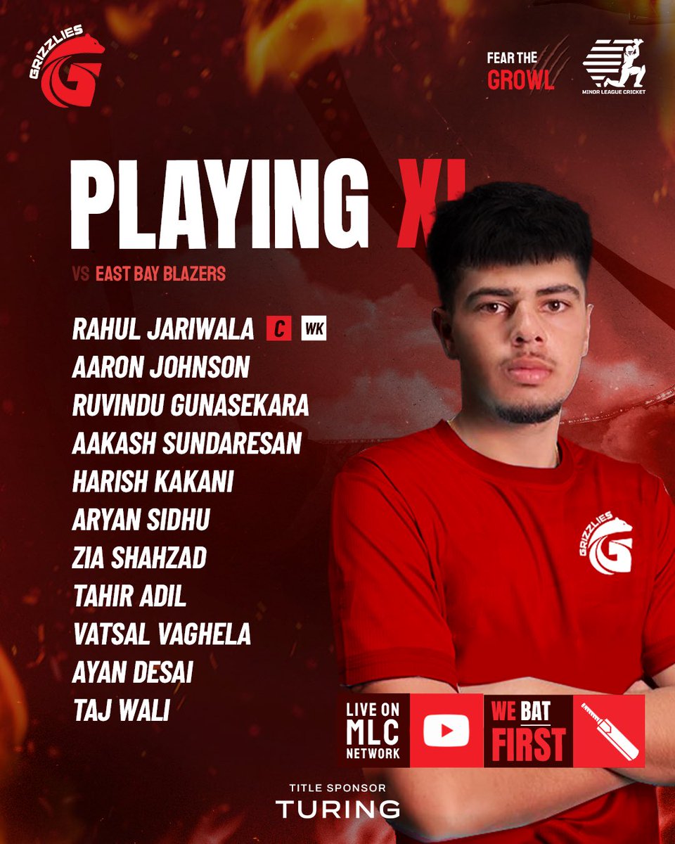 Lineup is locked, and we are set to bat first! 🏏🔥 

#toss #GrizzliesXI