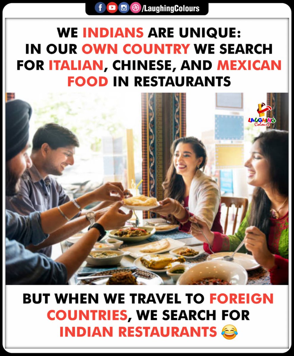 LaughingColours's tweet image. Indians and food choices 😂

#IndianFood #TravelHumor #DesiVibes #FoodLovers #FunnyMeme #RelatableMoments