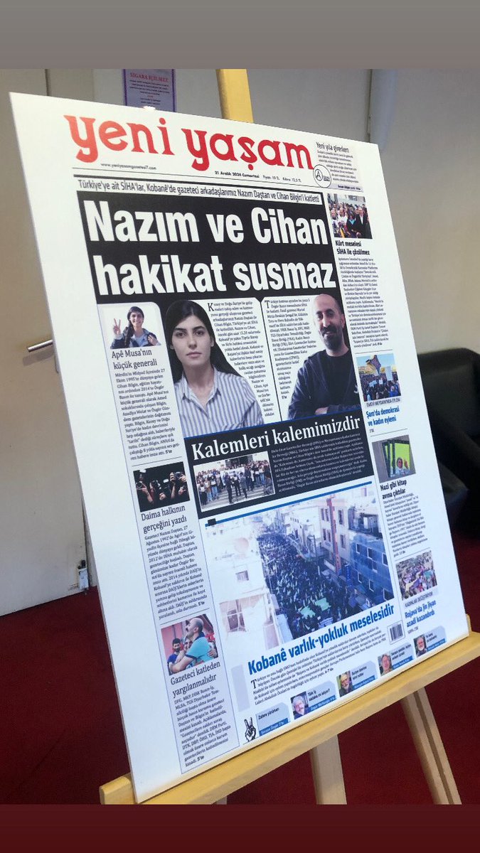 32. Musa Anter Özgür Basın Şehitleri Gazetecilik Ödülleri töreninde Onur Ödülü  basın şehitleri Nazım Daştan ve Cihan Bilgin’e verildi. Ödülleri Nazım ve Cihan’ın aileleri aldı. Nazım ve Cihan onurumuz ve ne mutlu bize ki onların yoldaşları olduk. Saygıyla, sevgiyle…
