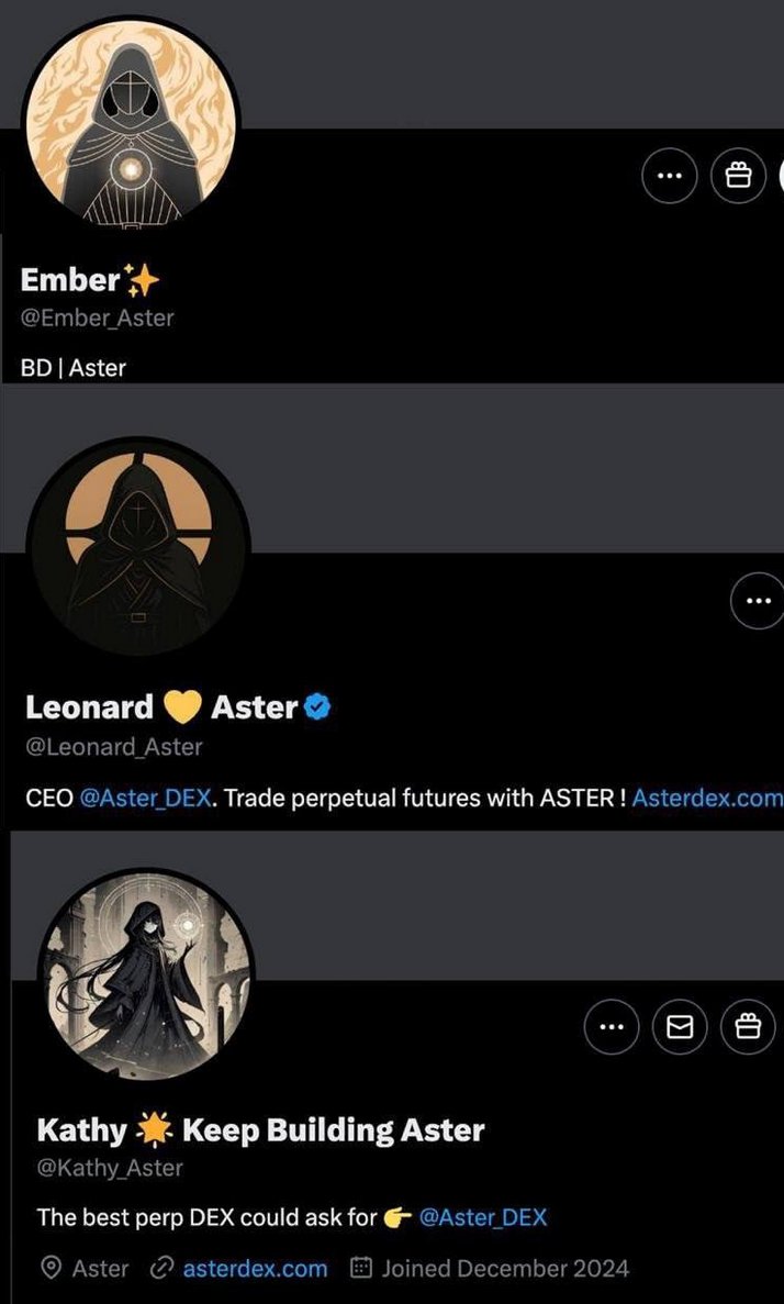 ShockedJS's tweet image. So the @Aster_DEX CEO&apos;s all have DUST style PFP&apos;s?