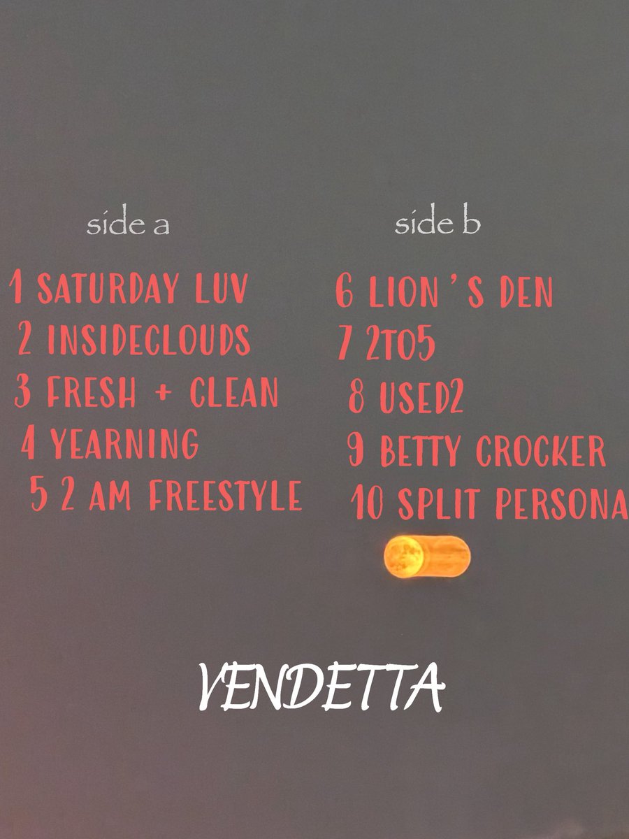 2 WEEKS OF VENDETTA!! 
goal was to go 10 songs, no skips, how’d i do? out now on all platforms: li.sten.to/zrvendetta