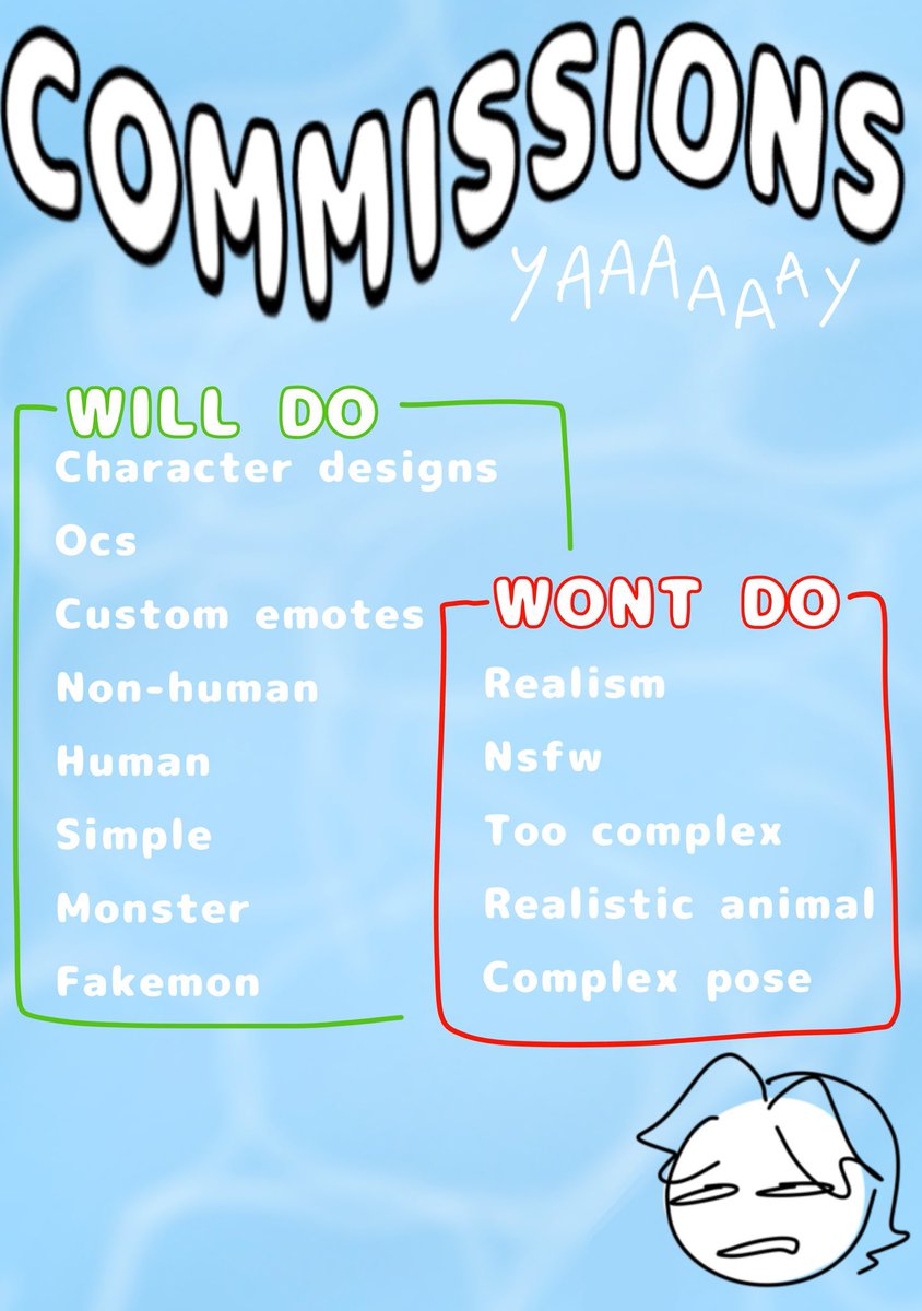 c0Ⓜ️Ⓜ️s repost if anyone wants uhhh yeah check my stuff out
i do fakemon mostly but i also like general character design
can do digimon, persona etc whatever

PLS SPREAD AROUND I NEED MONEY 🙏🙏