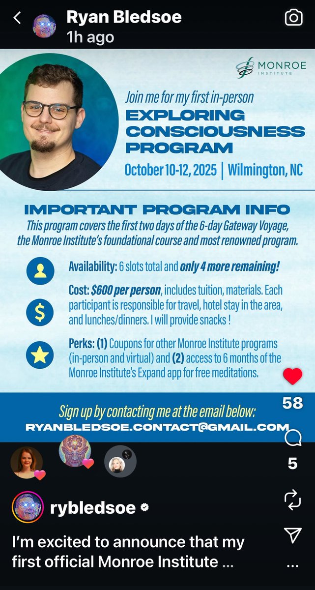 chrisbledsoeufo's tweet image. So Proud of My Son Ryans work with the Monroe Institute.
Every one should go through the course it can change your life.