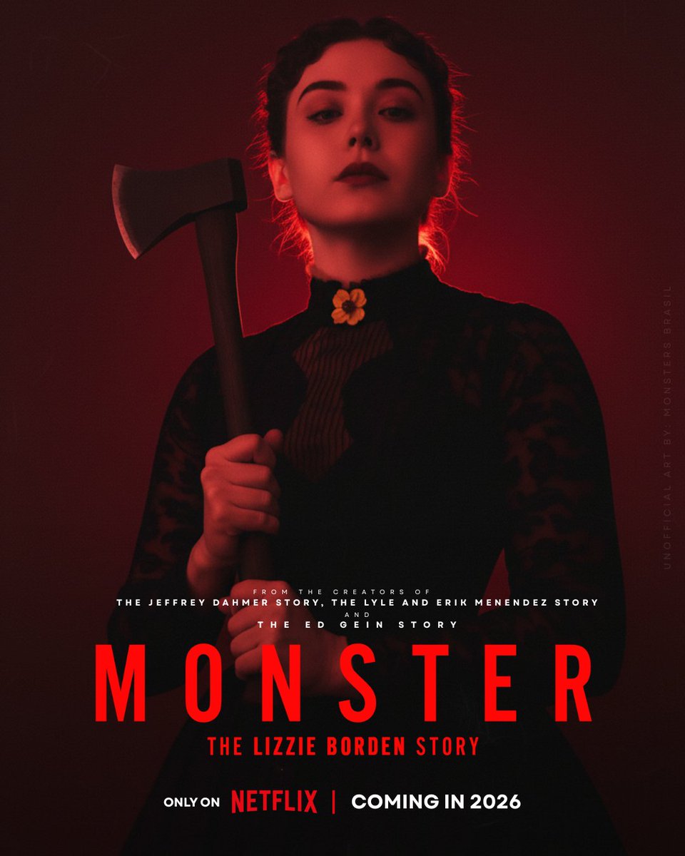 MonsterNetflix_'s tweet photo. Elenco confirmado de Monster: The Lizzie Borden Story

• Ella Beatty como Lizzie Borden
• Rebecca Hall como Abby Borden
• Vicky Krieps como Bridget Sullivan
• Billie Lourd como Emma Borden
• Charlie Hunnam como Andrew Borden
• Jessica Barden como Nance O’Neill https://t.co/mRe0JQGItA