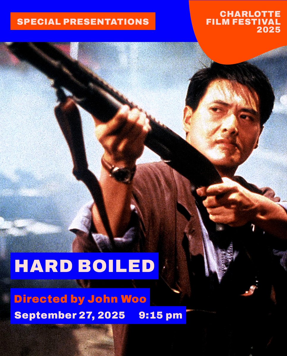 📷"Discover Different" with Special Presentation Film, HARD BOILED, from director John Woo

*New 4K Restoration

📷September 27, 2025 - 9:15 pm
📷@iph_clt

Tickets: charlottefilmfestival.org/2025/movies/ha…