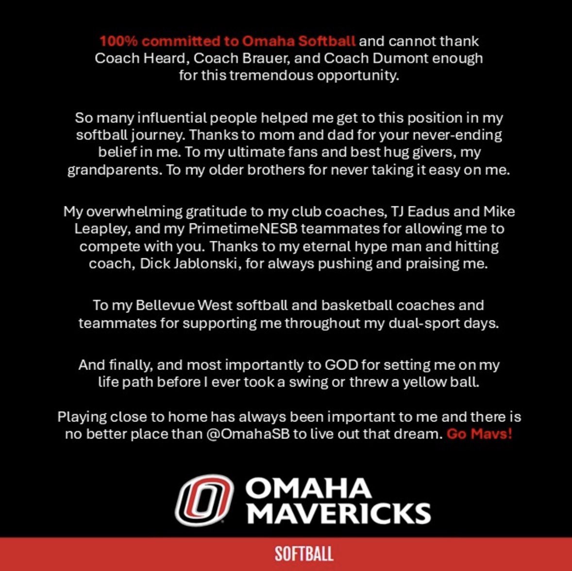 jaycee_woodard's tweet image. No better place than home!

Officially an @OmahaSB Maverick!! ❤️🖤 #committed #HOmaha

@coach_heard 
@Jen_Daro 
@brooke_dumont