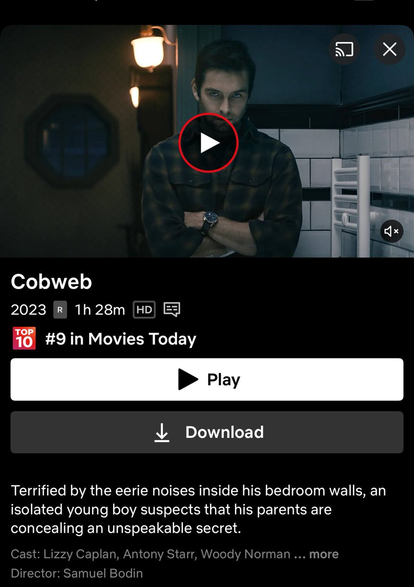 bellevueprods's tweet image. COBWEB - written by Bellevue client Chris Thomas Devlin - just landed on Netflix and is already #9 on the Movies chart!
