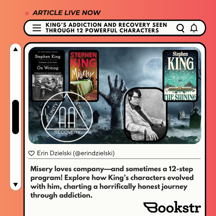 BookstrOfficial's tweet photo. Misery loves company—and sometimes a 12-step program! Explore how King’s characters evolved with him, charting a horrifically honest journey through addiction.

https://t.co/qsxcHaiZHG

[🖋️Article by Erin Dzielski]

#bookstr #books #addiction https://t.co/lN9U5gDDEv