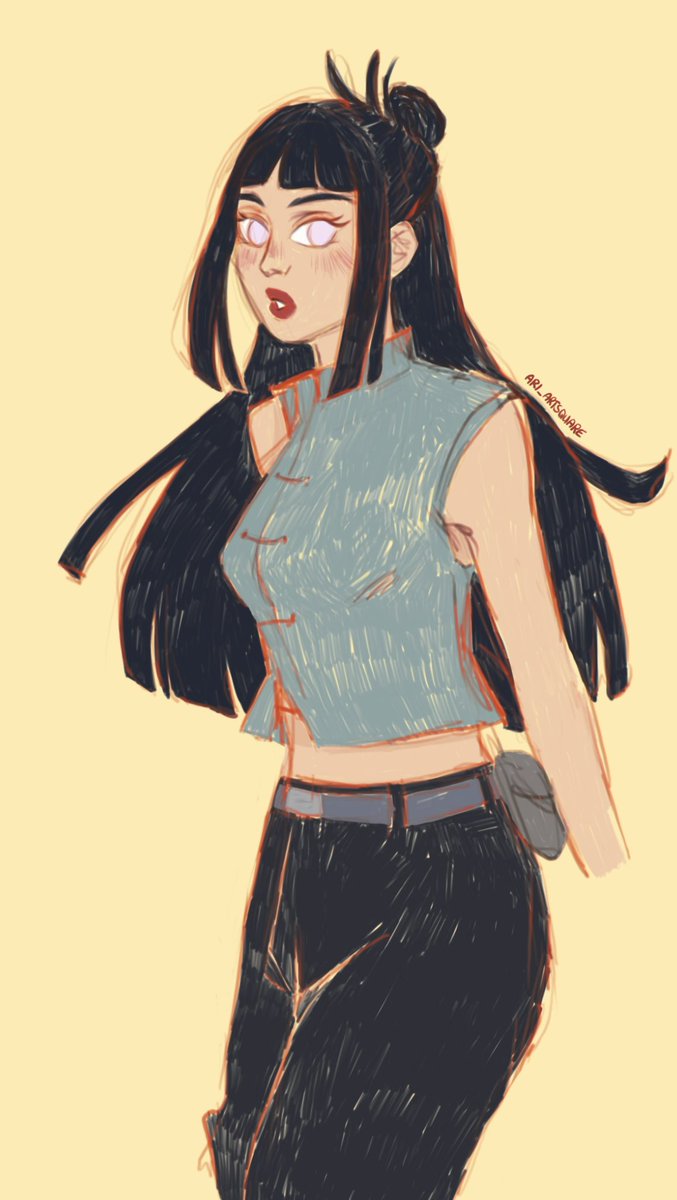 Trying a different art style 💜🫧 she’s so fun to draw☀️#HinataHyuga #naruto