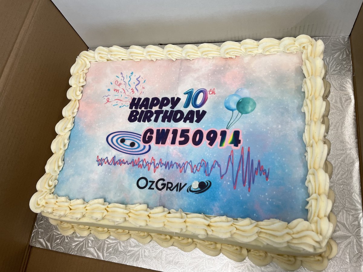 ozgravityguru's tweet photo. Happy Birthday GW150914! @ARC_OzGRav has just celebrated the 10th anniversary of the first detection of gravitational waves at @Swinburne. With several hundred detections since then, we've learnt so much new physics about black holes and neutron stars and  the nature of gravity! https://t.co/LVH1Wau9fq