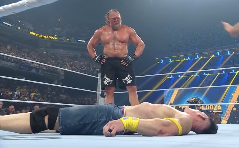 DejectedGeezer's tweet image. John Cena has been conquered.

The Conqueror himself, Brock Lesnar, is well and truly back.

#Wrestlepalooza