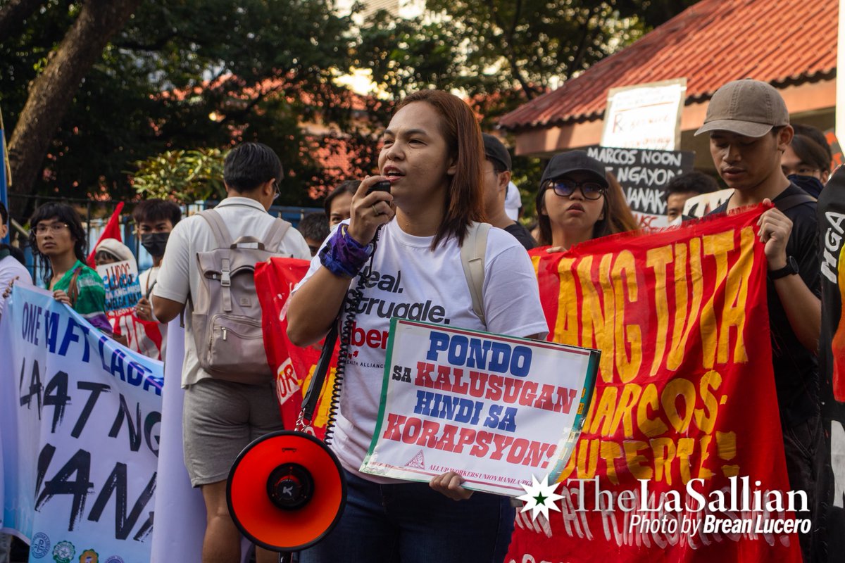 TheLaSallian's tweet photo. HAPPENING NOW: Students from Taft-based schools march from the Philippine General Hospital to Luneta Park to call for accountability and justice amid ongoing corruption scandals and human rights abuses of the Marcos-Duterte government. https://t.co/NqKsbhblHD