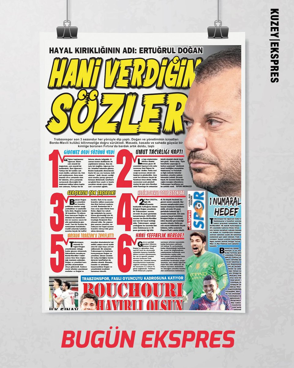 Bügün, dün, yarın! 

Kuzey Ekspres | Hayal Kırıklığını Adı: Ertuğrul Doğan

▪️"Gidemez Dedi" Sözünü Yedi
▪️Umut Tacirliği Yaptı
▪️Gerçekten Çok Şaşırdık
▪️Hezimetlerle Dolu Sezonlar
▪️Masada Trabzonspor'u Zayıflattı
▪️Hani Şeffaflık Nerede?