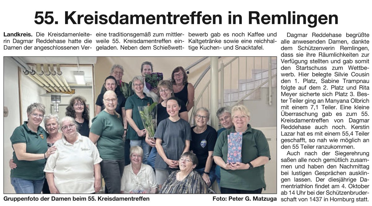 ksv_wf's tweet photo. Wolfenbütteler Schaufenster vom 21. September 2025, Ausgabe Wolfenbüttel (Gesamtausgabe), Seite 20

#Landkreis #Wolfenbüttel #KSV #Kreisschützenverband #Blasrohr #Kreisdamentreffen #Landesverbandsmeisterschaft #Einbeck #Halchter #Remlingen #Matzuga https://t.co/gTMT6SdKXg