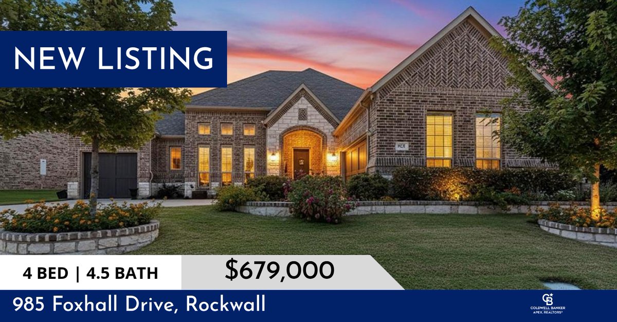 dhcb's tweet image. 📍 New Listing 📍 Take a look at this fantastic new property that just hit the market located at 985 Foxhall Drive in Rockwall. Reach out here or at (214) 535-7858 for more information!

Listed by Kimberley and Cory Wiggins

Debbie... dholland.cbapex.com/showcase/985-f…