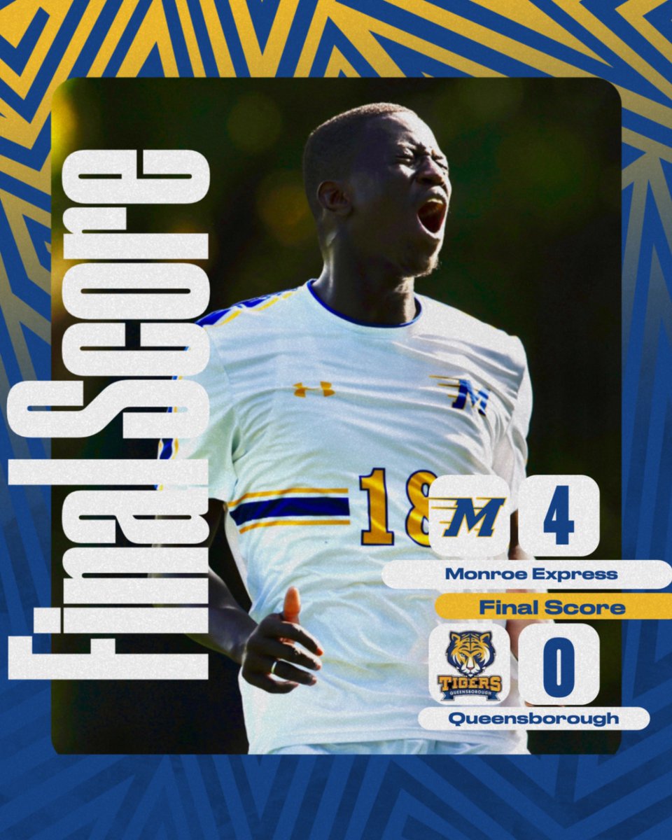 MonroeExpress's tweet photo. Mamadou Top with the hat trick! @muexpressmsoc with the key Region 15 win! The Express are now 3-1 in the region.
Great job, #ExpressMSOC!
@news12bx #ExpressPride
We apologize for the live stream being down today. We will upload the match on YouTube for later viewing. https://t.co/iysrnmJKVo