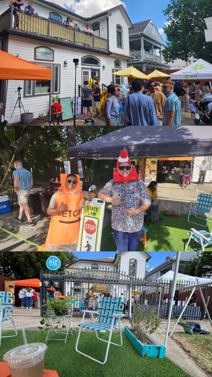 mightylzrdking's tweet photo. Houston parking day 2025! 50 neighbors talking about how we can get creative and reuse over parked city blocks. https://t.co/V6RFwk9smp