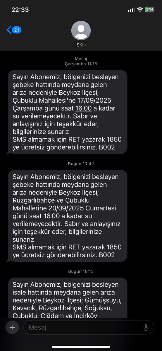 Ücretsiz SÜT dağıtacaklardı.
Faturası ile, parasıyla SU HİZMETİ veremiyorlar. 
Çarşambadan bugüne üç kez üst üste su kesintisi ve muhteşem İBB …