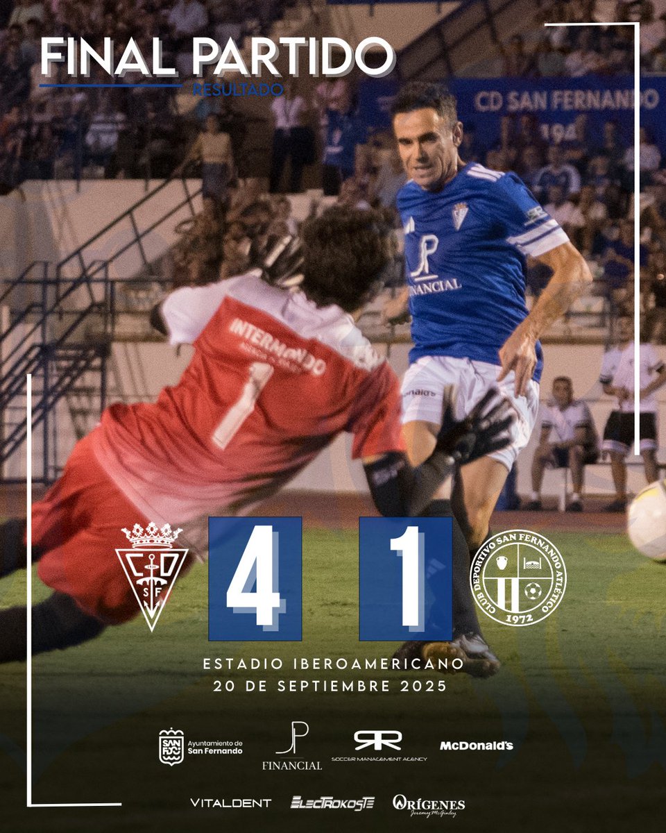 ✅ ¡FINAAAAAAAAAAAL! ¡FINAAAAAL! ¡FINAAAAAL! 

💙 ¡VICTORIA DEL CLUB DEPORTIVO!

4⃣ #CDSanFernando1940
1⃣ San Fernando Atlético

⚽️⚽️ Carrión
⚽️ Unai
⚽️ Dani Herrera