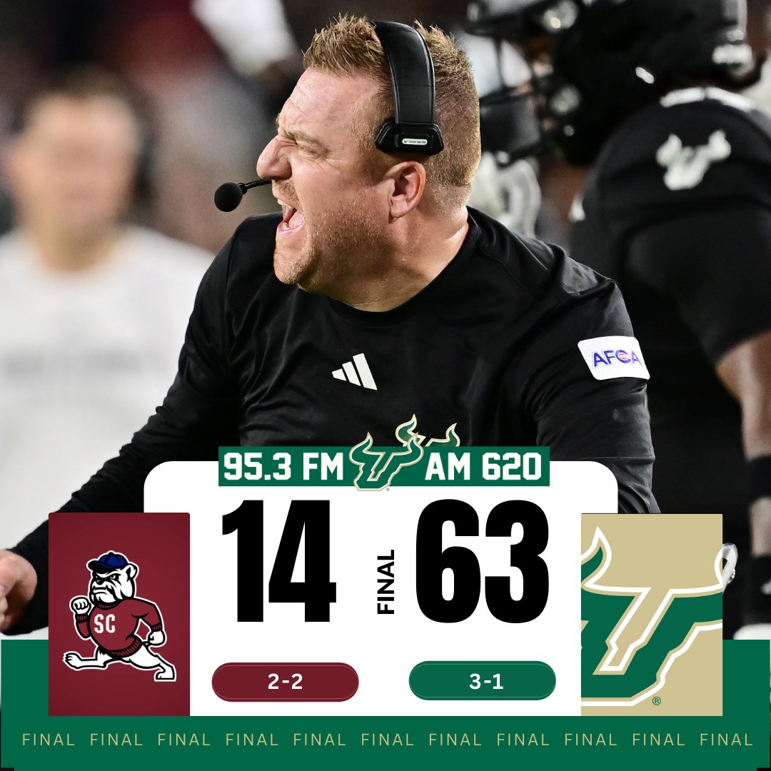 957WDAE's tweet photo. USF bounces back with a blow out win over South Carolina State. https://t.co/N1iZ1AGQBs