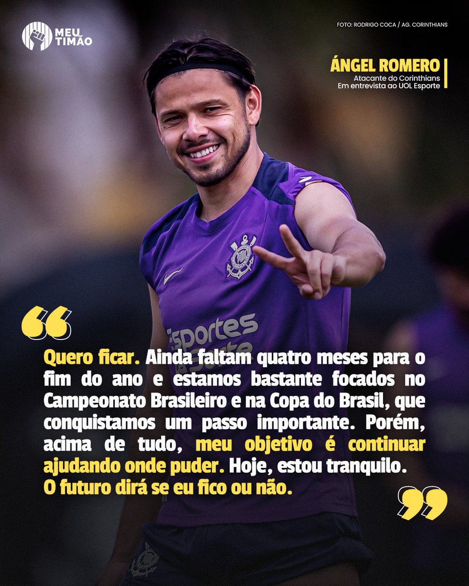 MeuTimao's tweet image. Em entrevista ao UOL, Romero, que está em fim de contrato, afirmou que deseja permanecer no Corinthians.

🔴 Apoio: @KTO_brasil - Jogue com responsabilidade (+18)