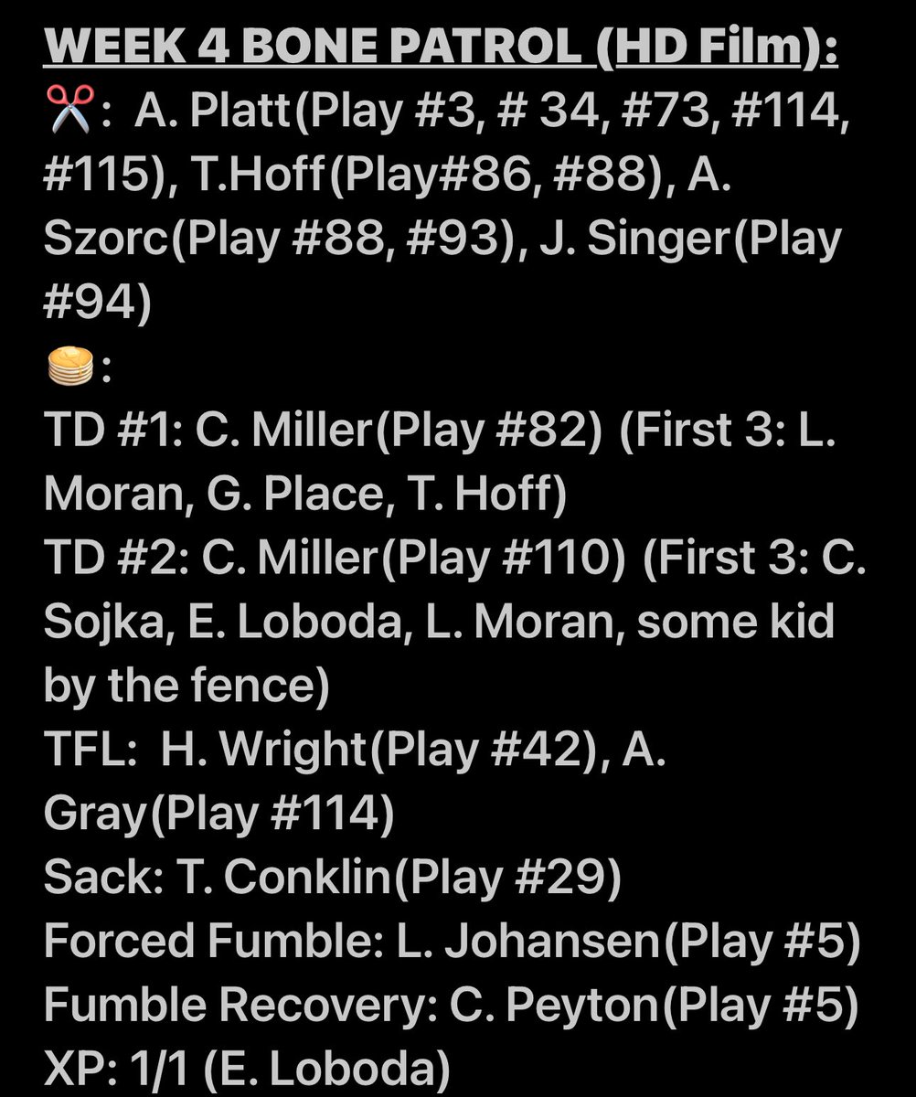 CoachKolowski's tweet image. Week 4 Bone Patrol from the HD film ⬇️⬇️⬇️. @CalMiller18352 @LukeSolano12 @_lukejohansen @ethan_kroeger77 @Donovan_con5 #12family34team