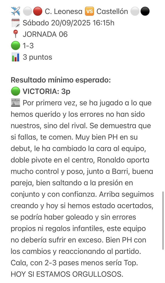 Mi crónica de hoy, como siempre, en frío y lo más objetiva posible: