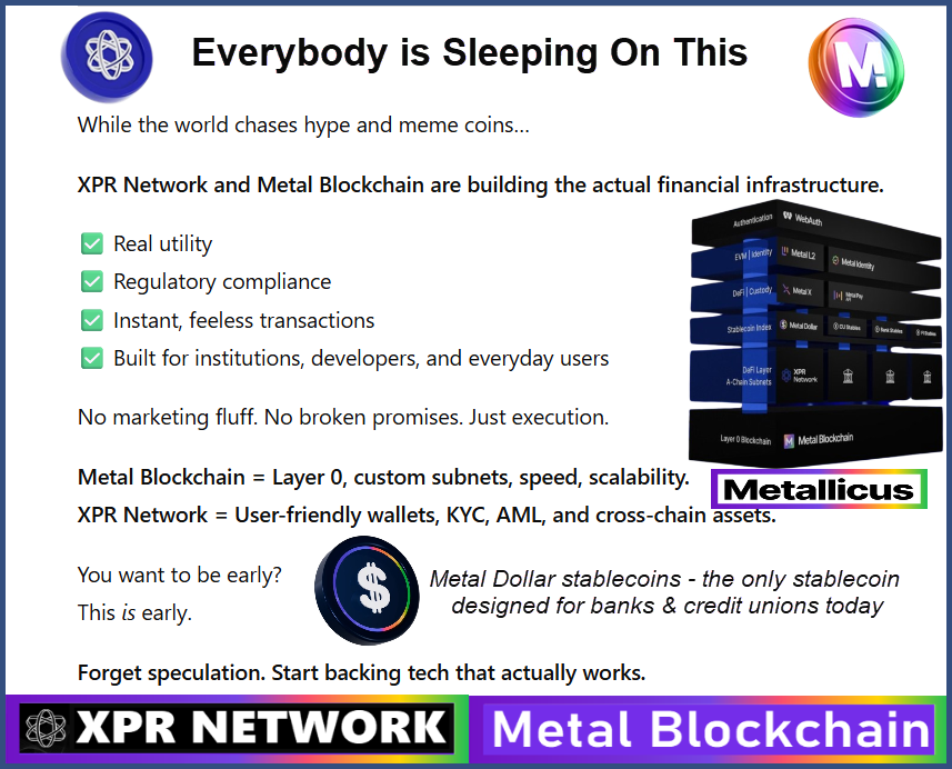 Why is <a href="/MetallicusTDBN/">Metallicus</a> flying under the radar? Because it’s a building machine, not a hype machine.
💜Real infrastructure.
💜Real compliance.
💜Real impact. 
💜The future of finance isn’t noise — it’s substance.
