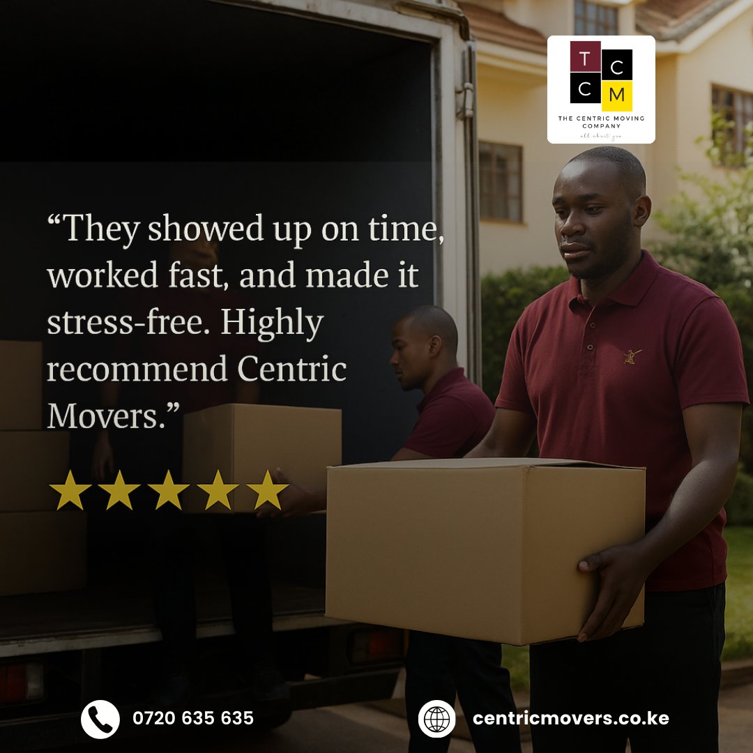 centricmoving's tweet image. Even last-minute moves can be smooth when you book with Centric Movers.
Here’s what a happy client had to say after trusting us with their relocation.

#CentricMovers #ClientLove #WeMoveYouSettle #StressFreeMove #NairobiMoves #ProfessionalMovers #LastMinuteMove