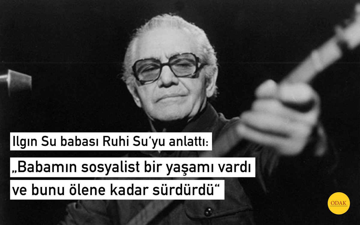 📌Söyleşi: 

Ilgın Su babası Ruhi Su’yu anlattı: “Babamın sosyalist bir yaşamı vardı ve bunu ölene kadar sürdürdü”

odakdergisi2.com/soylesi-ilgin-…