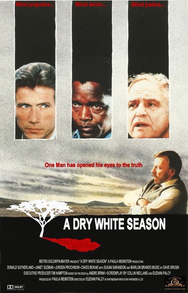 🎬MOVIE HISTORY: 36 years ago today, September 20, 1989, the movie ‘A Dry White Season’ opened in theaters!

#DonaldSutherland #JanetSuzman #JurgenProchnow #ZakesMokae #WinstonNtshona #LeonardMaguire #SusannahHarker #MichaelGambon #JohnKani #SusanSarandon #MarlonBrando