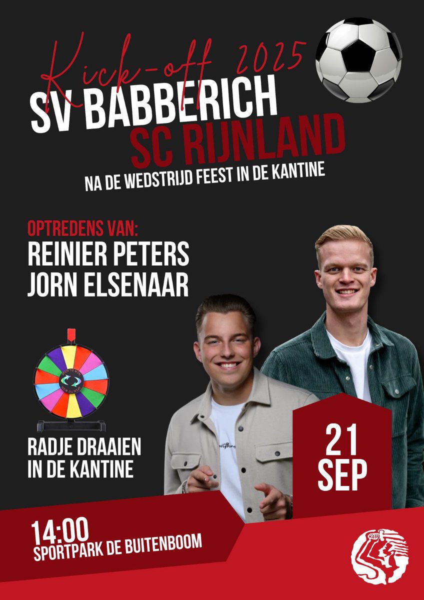 Morgen gaat de competitie van start met thuiswedstrijden voor #Babberich1 en #Babberich2. Na afloop hiervan barst het feest los in de kantine.