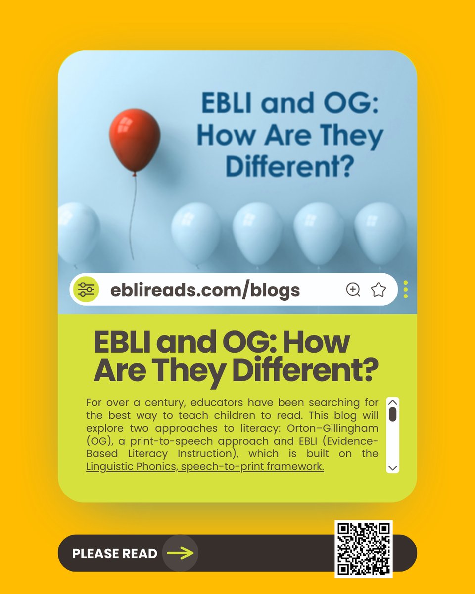 EBLIreads's tweet image. Two paths. One mission: literacy for all.

The difference?
👉 Faster progress
👉 More confidence
👉 Real reading sooner

📲 Scan QR &amp;amp; see why teachers are switching.

#EvidenceBasedLiteracyInstruction #EBLI #LinguisticPhonics