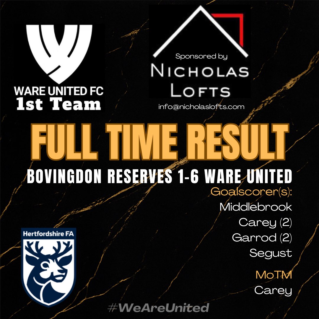 ⚽ FULL TIME - 1sts ⚽

Into the next round for the 1sts with a fine goalscoring display on the road. A great way to bounce back #WeAreUnited