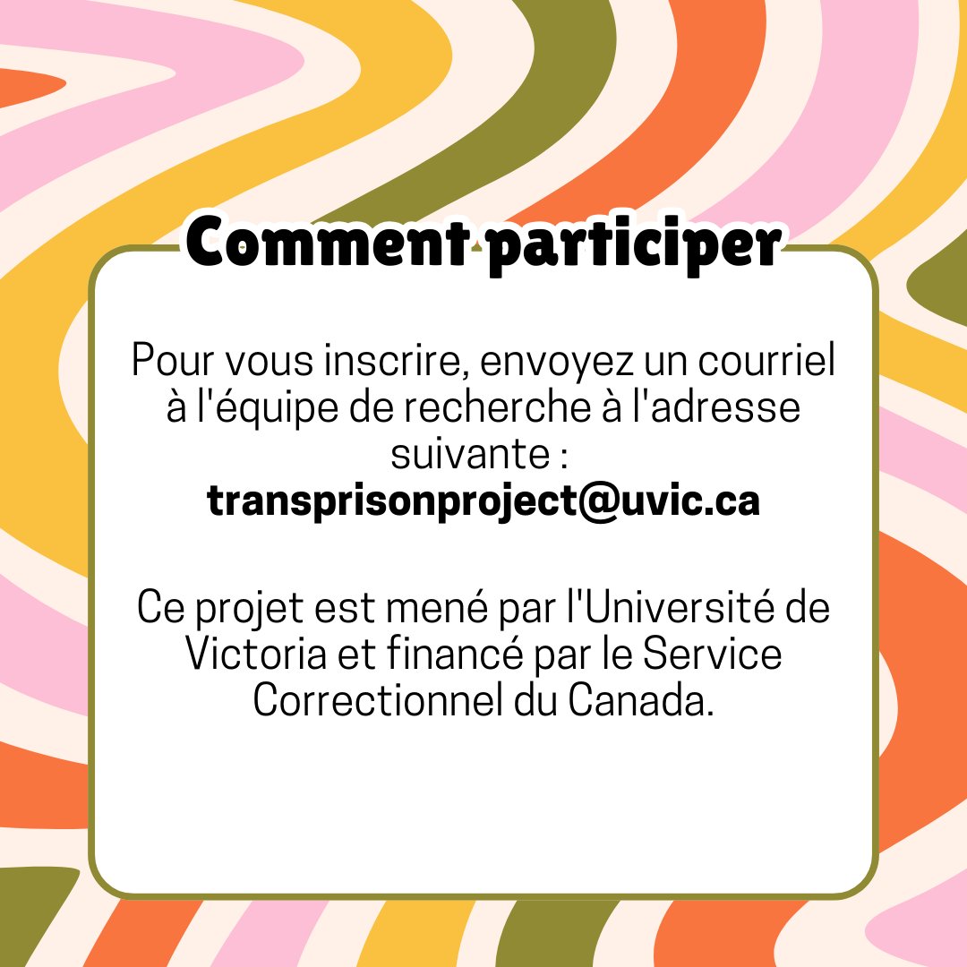 Do you work for CSC? We want to hear from you! (French version)
 
#incarceratedlivesmatter #incarceratedlovedones #uvic #callforparticipants #research #canadianprisonsystem #trans #LGBTQ