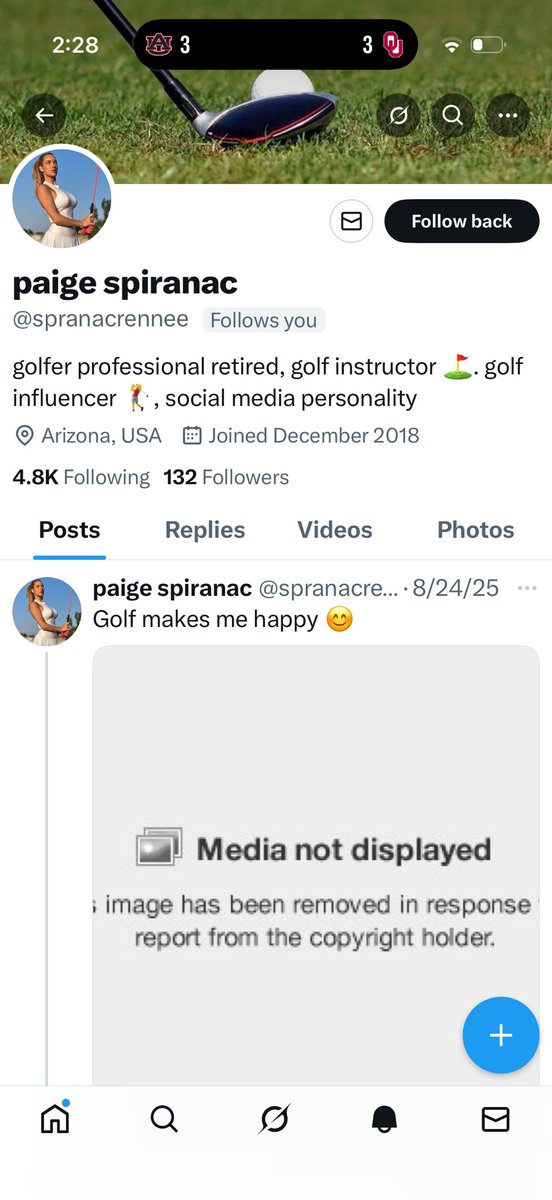 tas1818's tweet photo. Cute follow from this fake account, but can I get a follow from the real @PaigeSpiranac https://t.co/aL6uMOTJqO