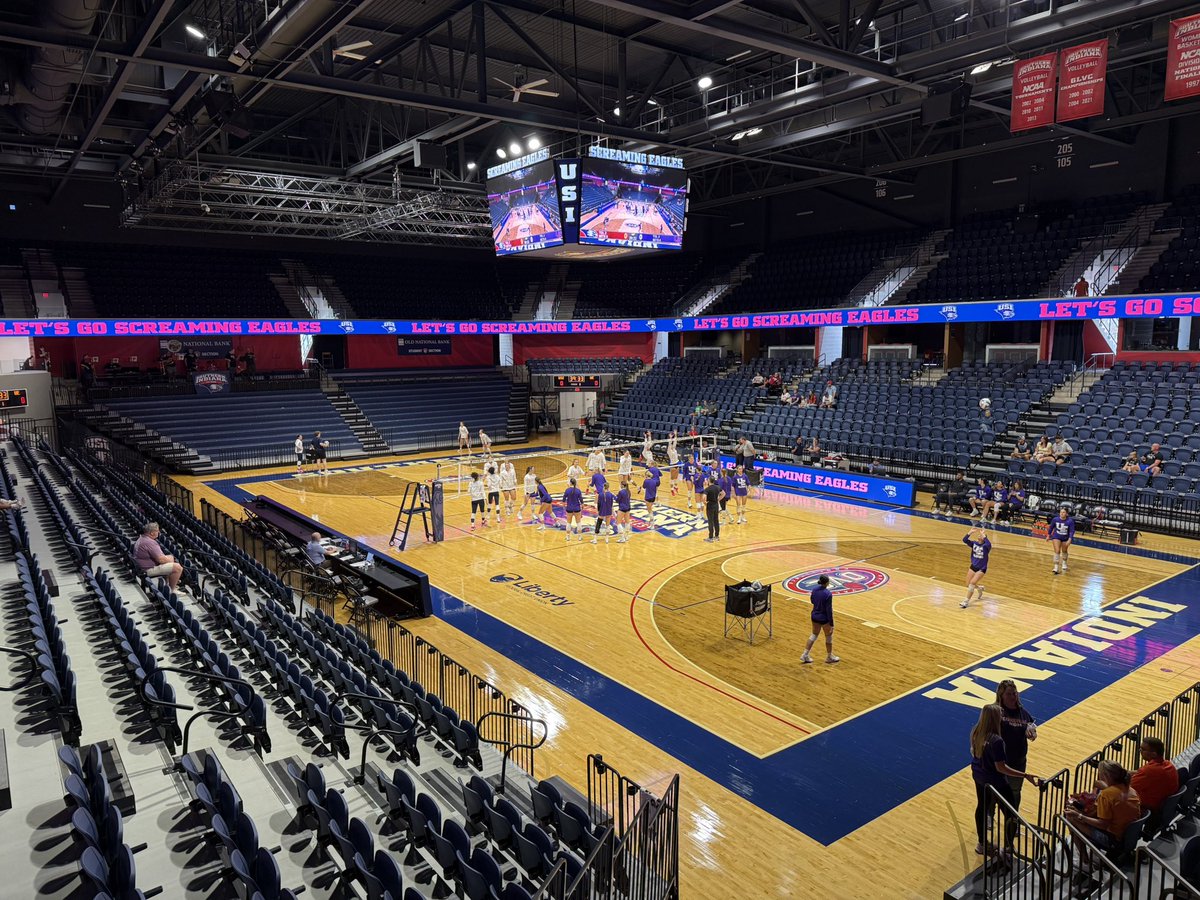 Evansville at USI Volleyball at 4:00 PM on ESPN+. 

Screaming Eagles won in 4 sets on Thursday at UE.