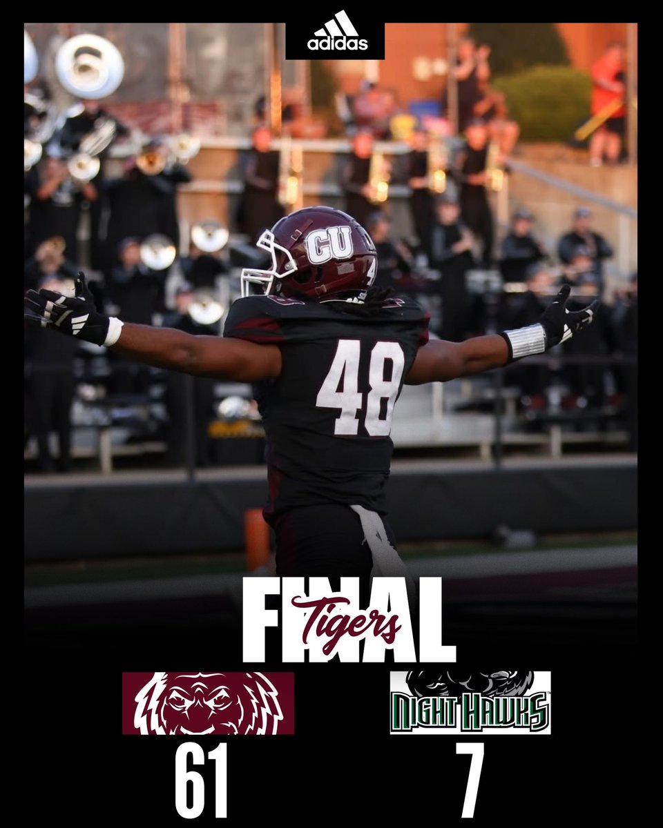 CvilleTigersFB's tweet image. FINAL | Campbellsville caps off a dominant afternoon with a balanced effort on offense and defense, rolling to a 61–7 win over Thomas! 

#️⃣ #TigerUp