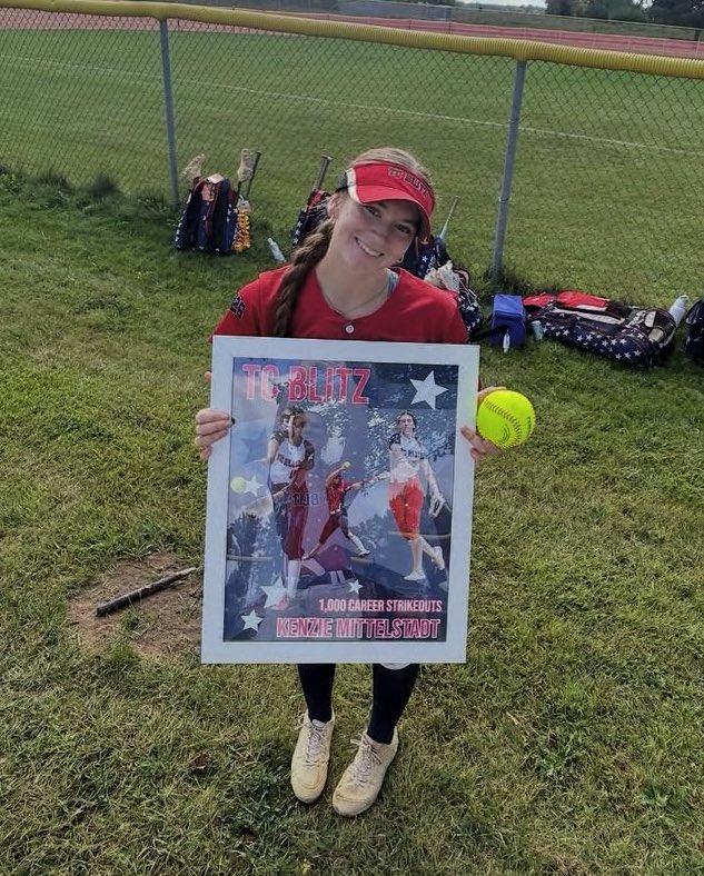 Wow!!! Congratulations to 18u Kenzie Mittelstadt!  Not only did she throw a shutout this morning, she also recorded her 1,000th strikeout in a TC Blitz uni!! Congrats on the shutout and the milestone!  We are very proud of you and this amazing feat!!! #rollblitz #loyalty #1000k