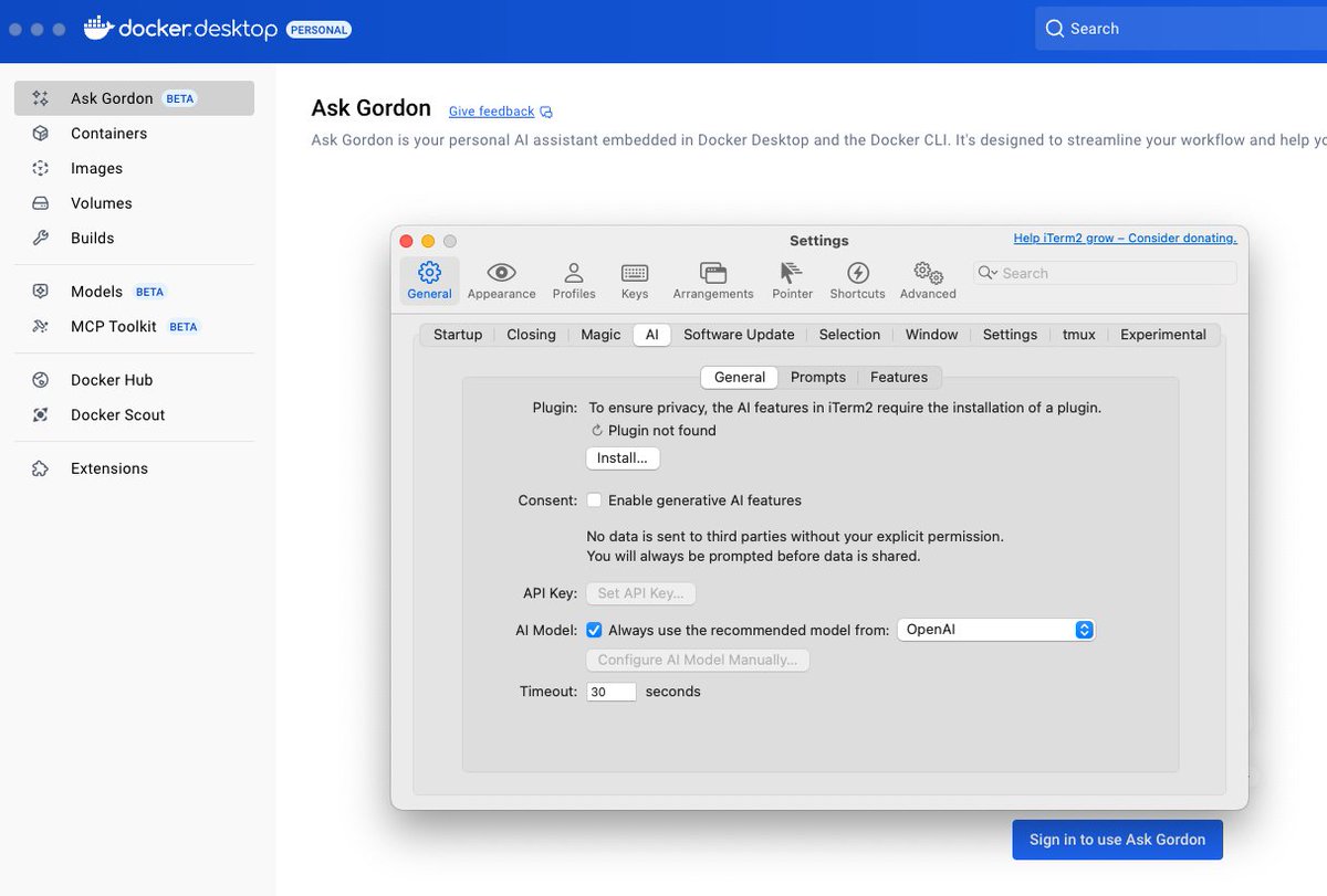 I restarted my computer, and Docker and iTerm announced that I can now "Chat with their AI Bot"... 

But WHY?

Repeat after me: "Simply adding an AI Chat in my application does not make me AI-ready".

Can we please stop with this innovation theater?