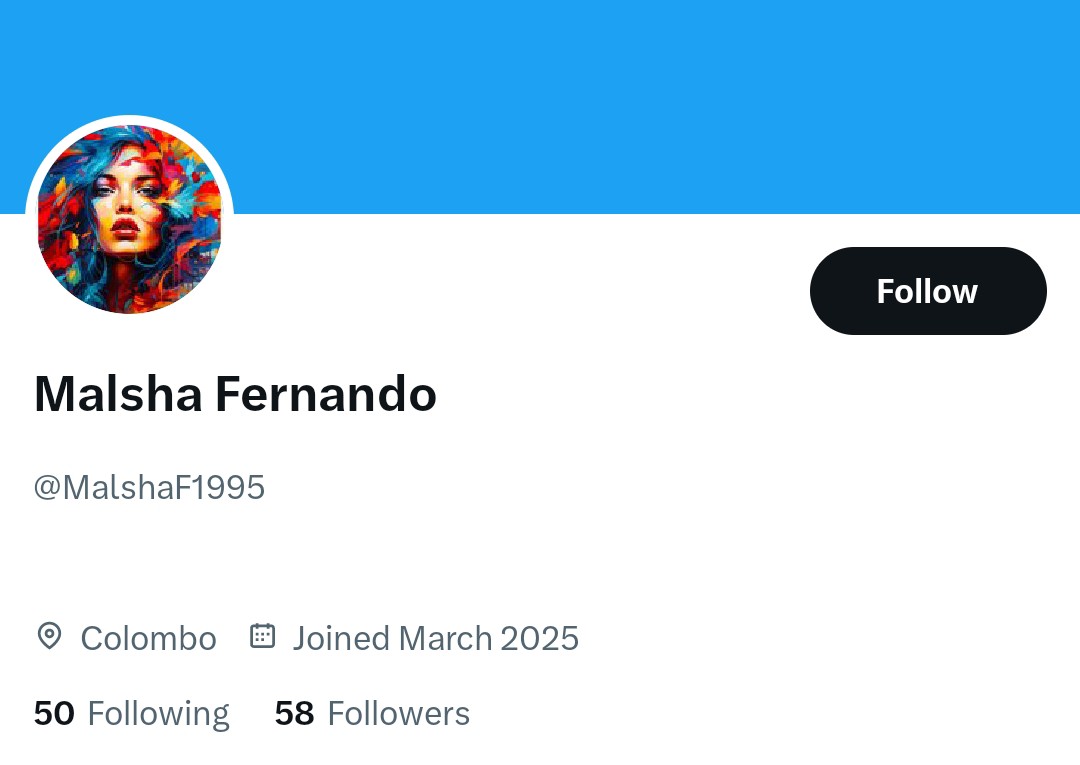 nomadic_sanjee's tweet photo. Someone sent me a tweet passionately defending former unelected president Ranil Wickremasinghe of #SriLanka from a new account made in March 2025.
@MalshaF1995 looks familiar. Have a look at the followers & who she is following. #LindaLangaSangamaya is all in.
#SockPuppetAccounts https://t.co/OnBLrHTQuJ
