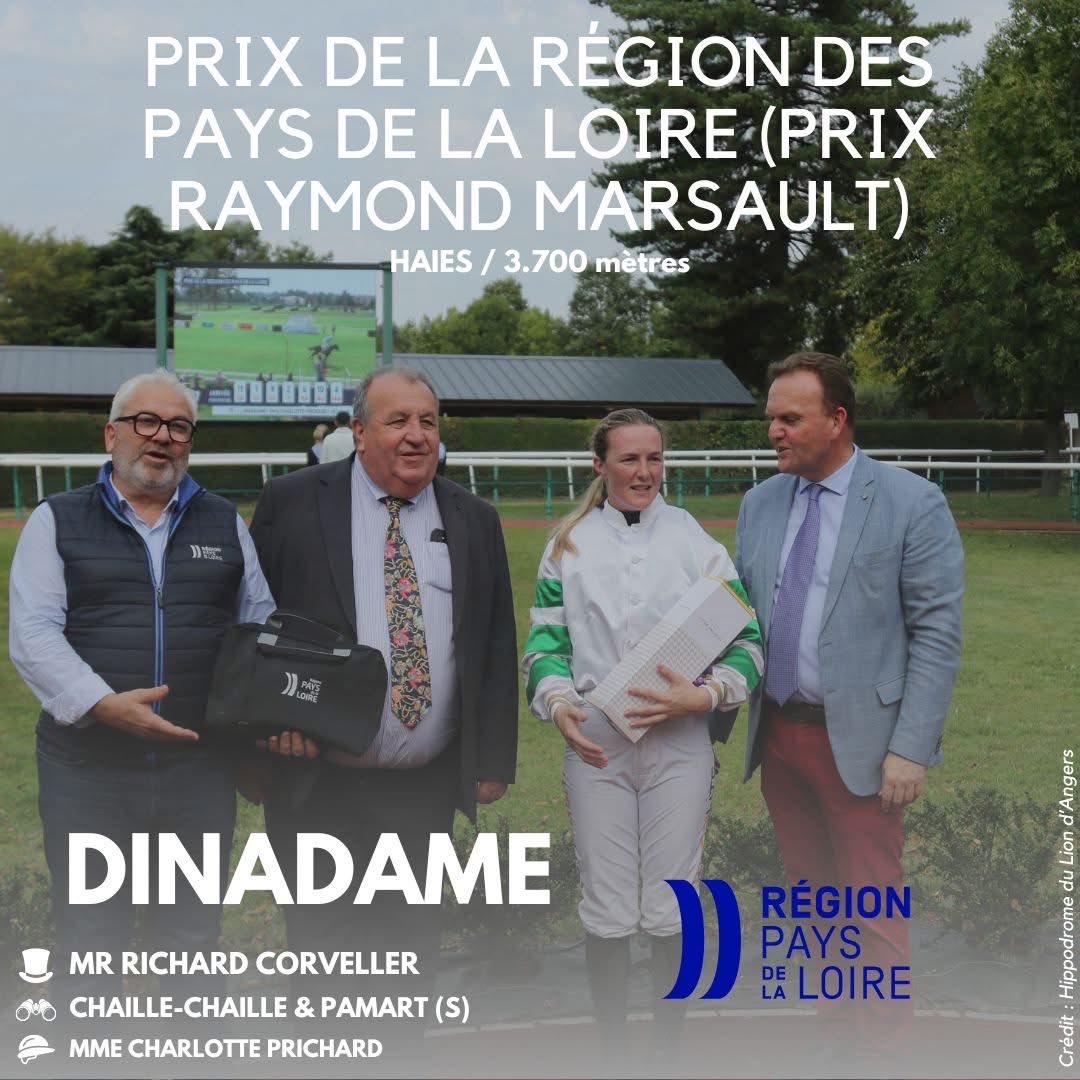 Merci à ⁦<a href="/TouronEric/">Eric Touron</a>⁩ et Eric Fremy d’avoir récompensé Charlotte Pritchard qui a remporté le prix de la région ⁦<a href="/paysdelaloire/">Pays de la Loire</a>⁩ couru sur notre hippodrome ⁦<a href="/coursesdulion/">Hippodrome du Lion d’Angers</a>⁩ ⁦<a href="/CourseshippAMCO/">Courses hippiques Anjou-Maine Centre-Ouest</a>⁩