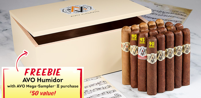 AVO Mega-Sampler II is now just $89.99—68% off! 🔥 You’ll get 20 premium cigars plus a sleek AVO Humidor (a $50 value) absolutely free. It holds up to 30 cigars, keeping your stash fresh and stylish. Big flavor, big value, all in one unbeatable deal!
bit.ly/42Ztwef