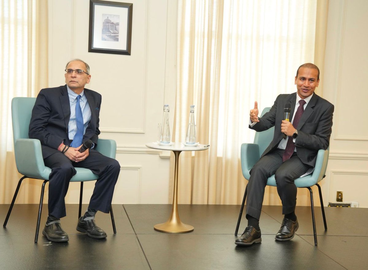 Honored to have hosted India's Ambassador to the U.S., <a href="/AmbVMKwatra/">Amb Vinay Mohan Kwatra</a> this afternoon for a fireside chat with <a href="/RuchirAgar/">Ruchir Agarwal 🌍</a> titled,"India's Role in the Changing World Order"