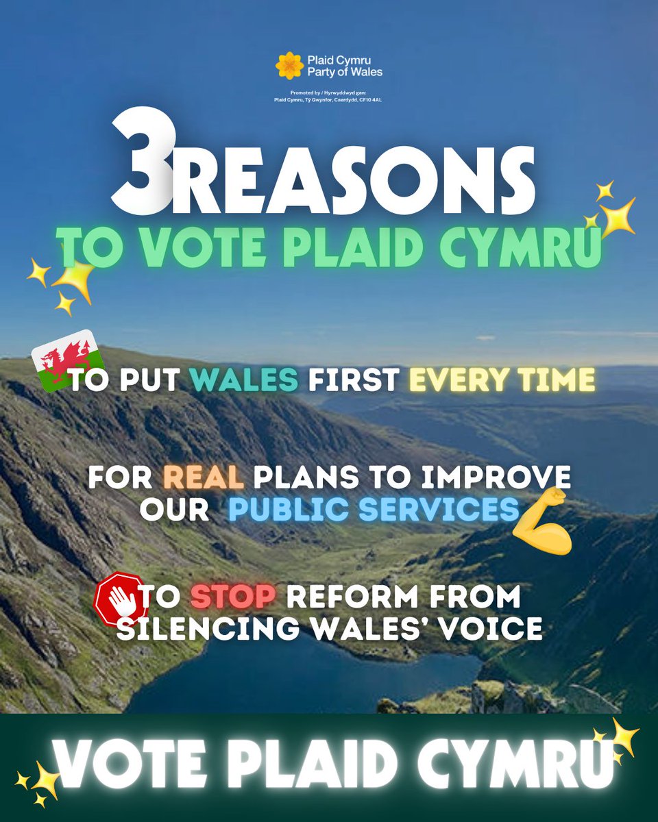 The people of Wales have an opportunity to vote for new leadership that will stand up for Wales, change our nation for the better, and stop Reform with a vote for Plaid Cymru.

🏴󠁧󠁢󠁷󠁬󠁳󠁿✨