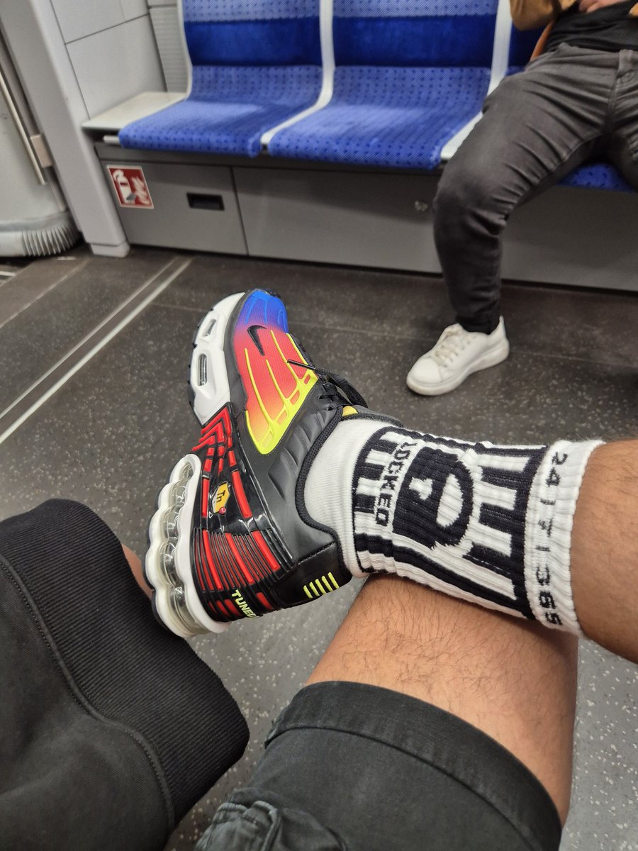 Yesterday evening on the subway home. 
#teamlocked #chastity #niketn #slave