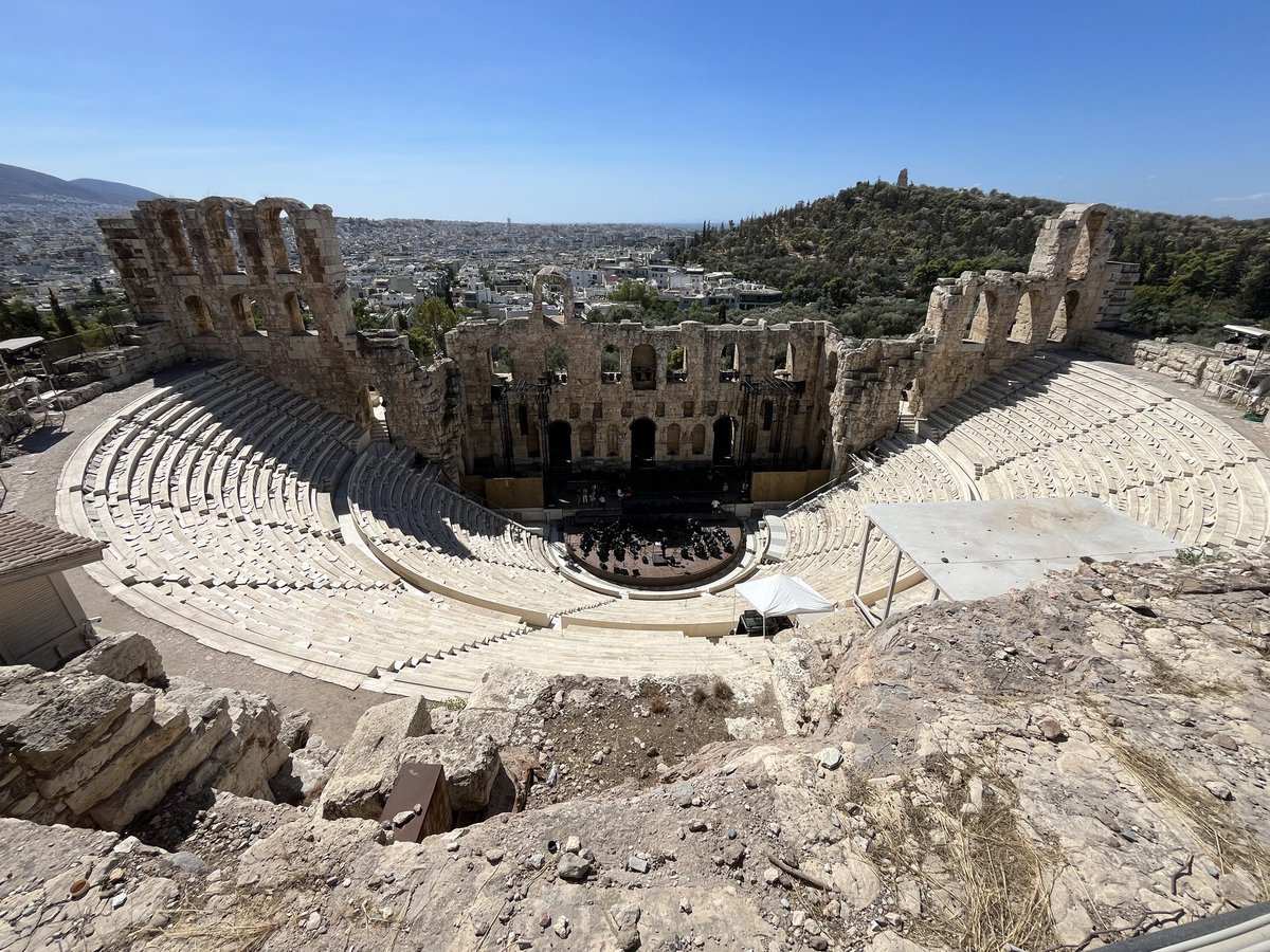 AzorcanGlobal's tweet photo. On day 1 of our Classical Greece tour we visited the #acropolismuseum 
&amp; then up to the #Acropolis to view the iconic #Parthenon temple, #propylaea, &amp; #Erechtheum.
Walking down we saw the ancient Theatre of Dionysos, &amp; the Odeon of Herodes Atticus.
#azorcan #azorcantours https://t.co/h06m3K86Kl